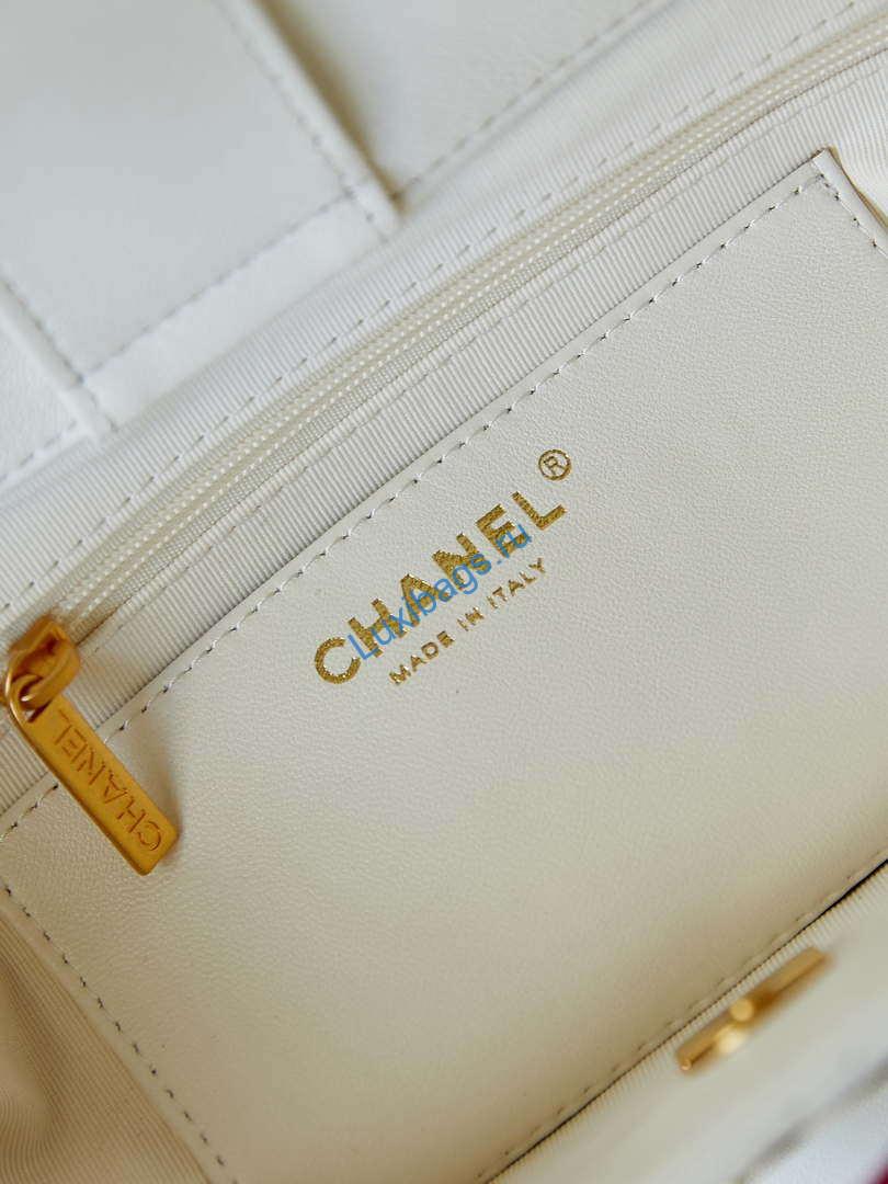 Chanel AS4188 Small Hobo Bag Shiny lambskin Gold Metal White | chanel as4188 small hobo bag shiny lambskin gold metal white 009