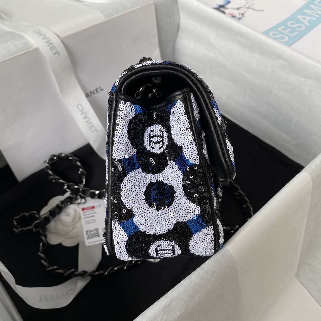 Chanel AS4418 Small Flap Bag Sequins & Ruthenium-Finish Metal | chanel as4418 small flap bag sequins ruthenium finish metal 005