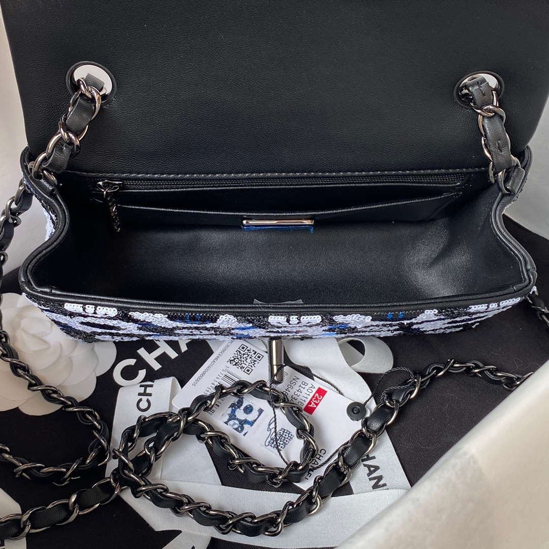 Chanel AS4418 Small Flap Bag Sequins & Ruthenium-Finish Metal | chanel as4418 small flap bag sequins ruthenium finish metal 007