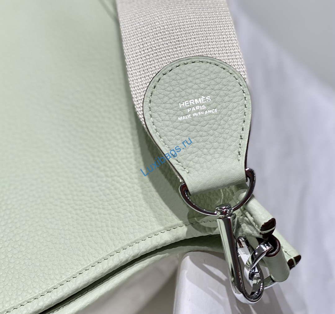 Hermes H083435 Evelyne III 29 Shoulder Bag Silver Hardware Light Green | hermes h083435 evelyne iii 29 shoulder bag silver hardware light green 005