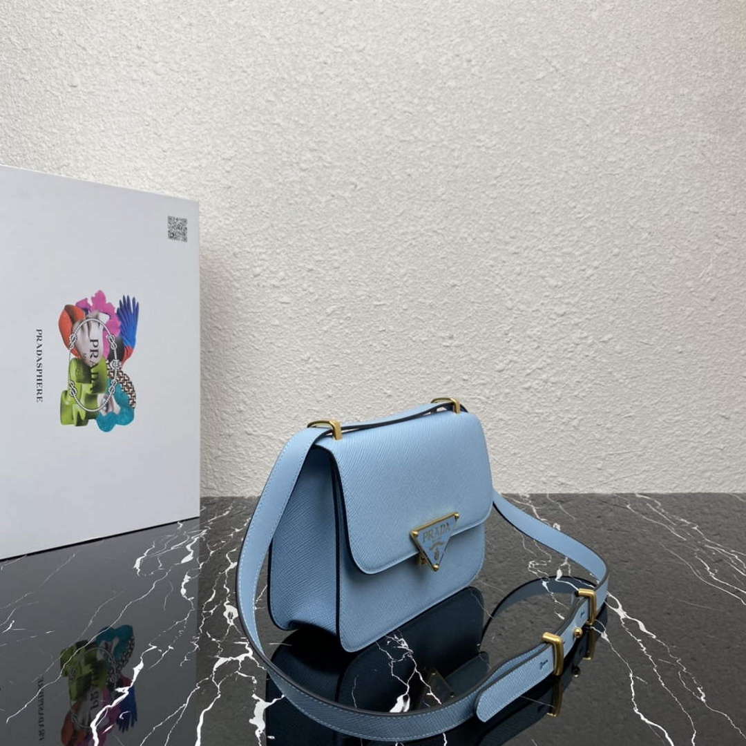 Prada 1BD320 Prada Emblème Saffiano Shoulder Bag Light Blue | prada 1bd320 prada embleme saffiano shoulder bag blue 3