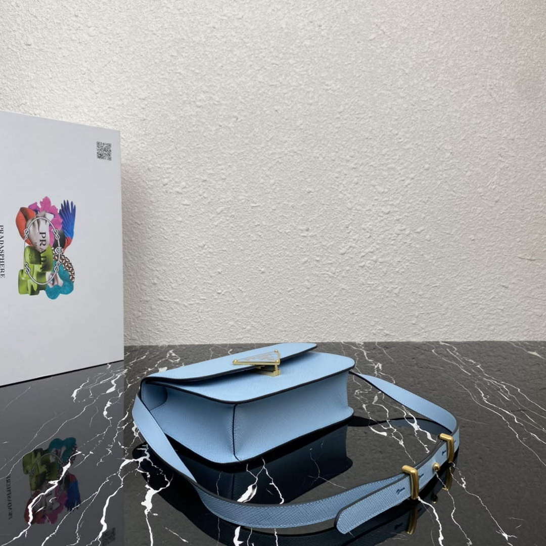Prada 1BD320 Prada Emblème Saffiano Shoulder Bag Light Blue | prada 1bd320 prada embleme saffiano shoulder bag blue 5