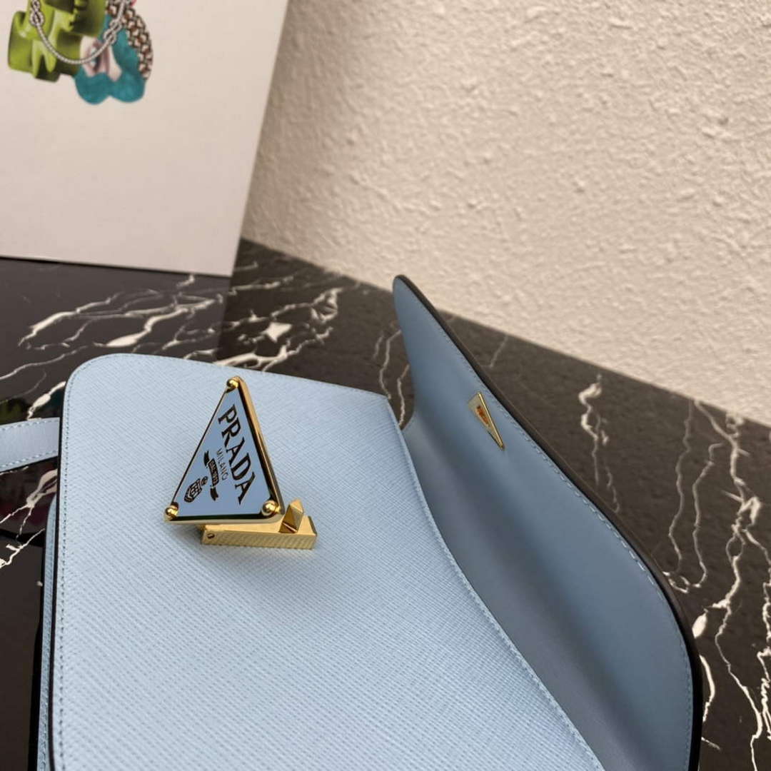 Prada 1BD320 Prada Emblème Saffiano Shoulder Bag Light Blue | prada 1bd320 prada embleme saffiano shoulder bag blue 7