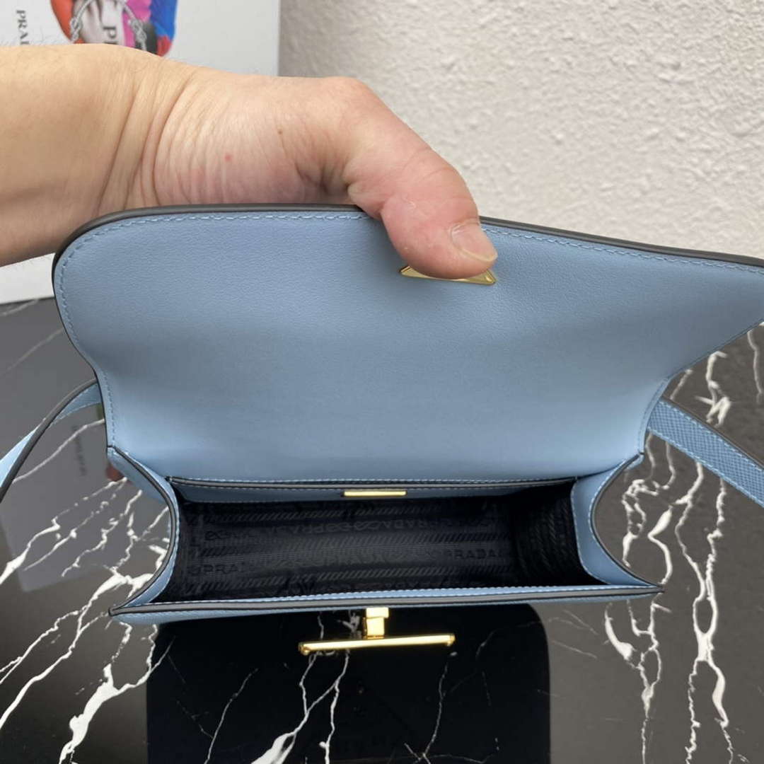 Prada 1BD320 Prada Emblème Saffiano Shoulder Bag Light Blue | prada 1bd320 prada embleme saffiano shoulder bag blue 8