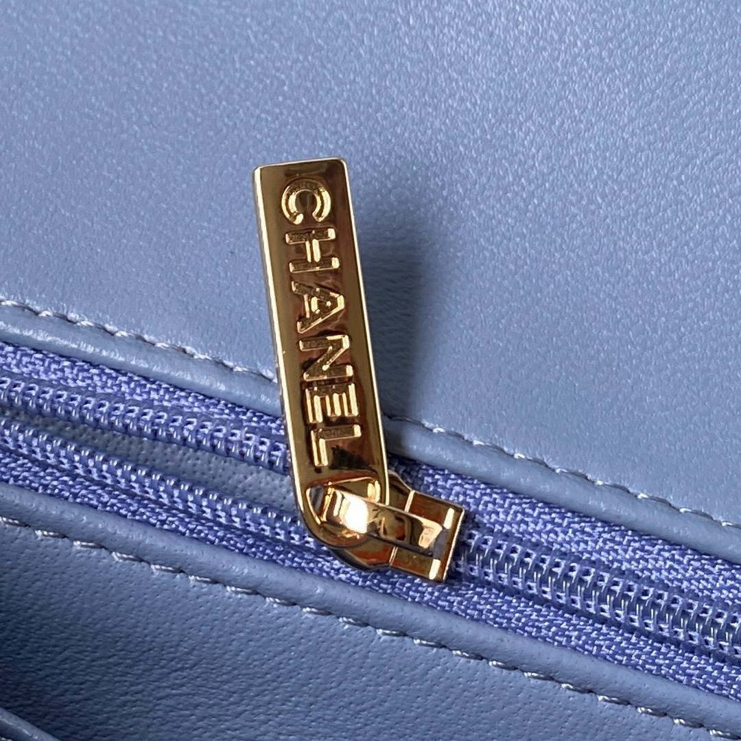 Chanel 23K AS2431 Mini flap Lambskin bag with top handle Blue | chanel 23k as2431 mini flap lambskin bag with top handle blue 009