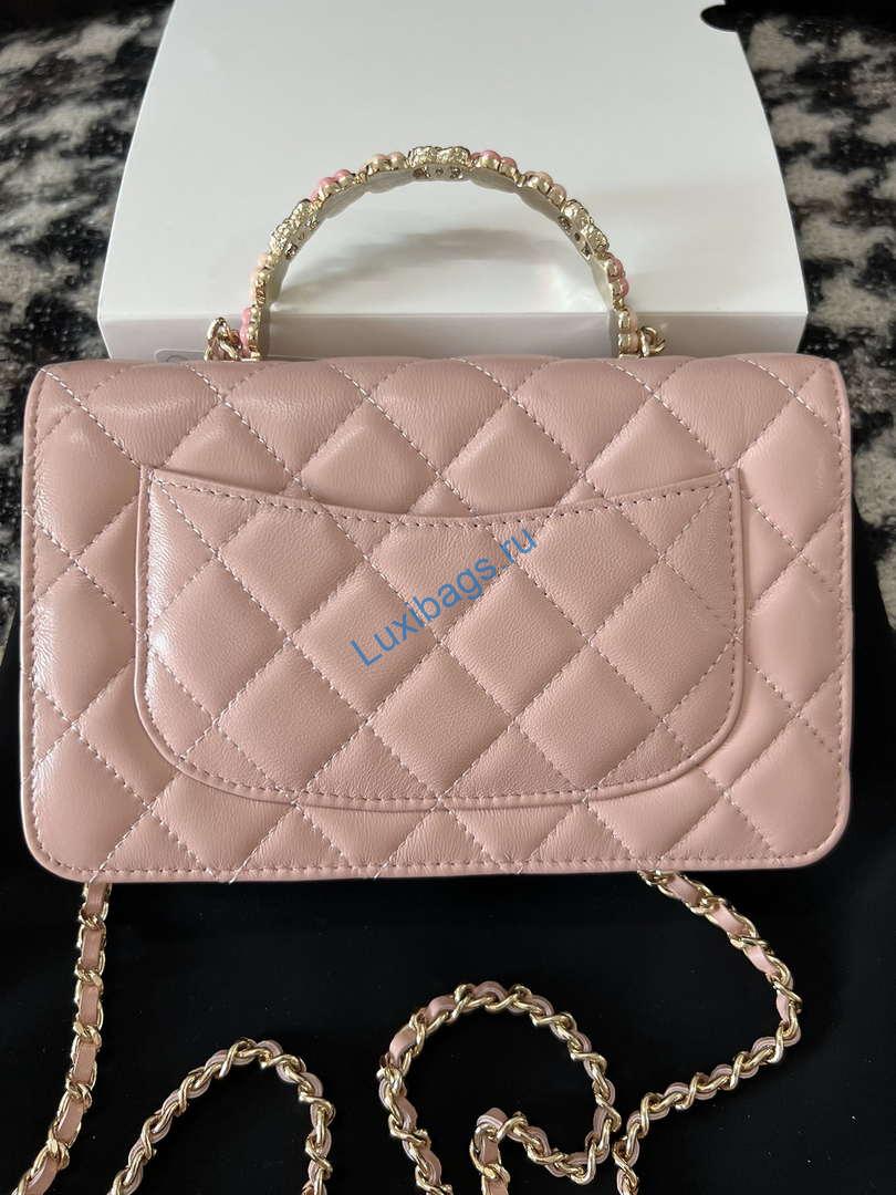 Chanel A96033 Woc Wallet on Chain With Small flower Handle Pink Lambskin | chanel a96033 woc wallet on chain with small flower handle pink lambskin 03