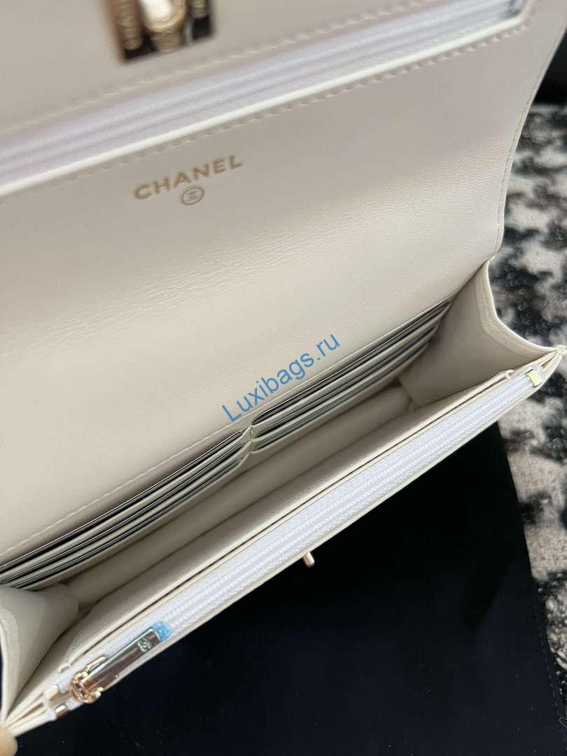 Chanel A96033 Woc Wallet on Chain With Small flower Handle White Lambskin | chanel a96033 woc wallet on chain with small flower handle white lambskin 07