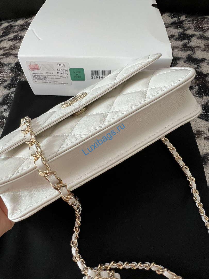 Chanel A96034 Woc Wallet on Chain With Small flower Handle White Lambskin | chanel a96034 woc wallet on chain with small flower handle white lambskin 05