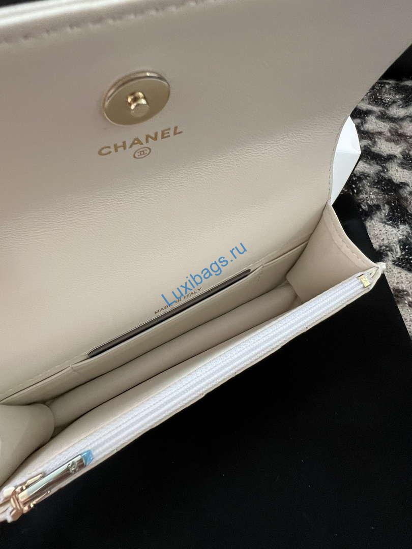 Chanel A96034 Woc Wallet on Chain With Small flower Handle White Lambskin | chanel a96034 woc wallet on chain with small flower handle white lambskin 08