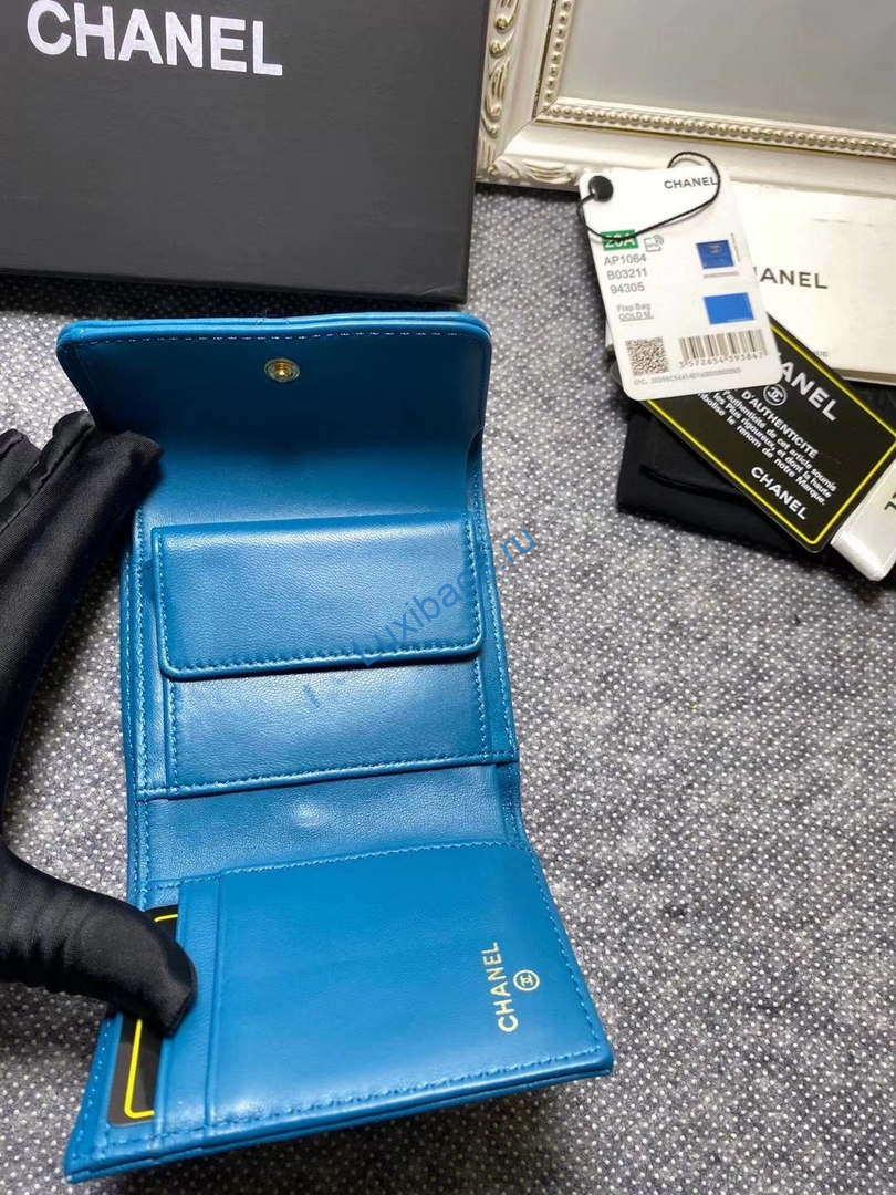 Chanel AP1064 CARD HOLDER Lambskin Sky Blue | chanel ap0945 card holder lambskin sky blue 007