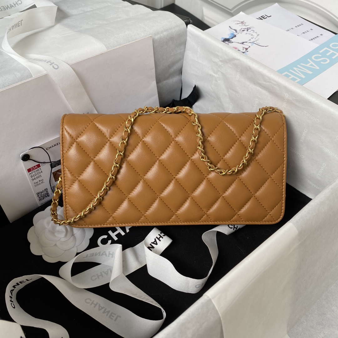 Chanel AP3363 Flap Baguette Bag Lambskin Brown | chanel ap3363 flap baguette bag lambskin brown 002