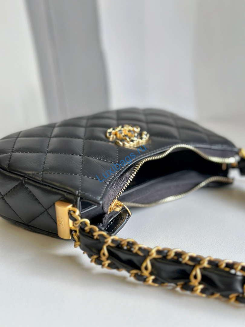 Chanel AP3647 23K Small Hobo Bag Lambskin Gold Metal Black | chanel ap3647 23k small hobo bag lambskin gold metal black 006