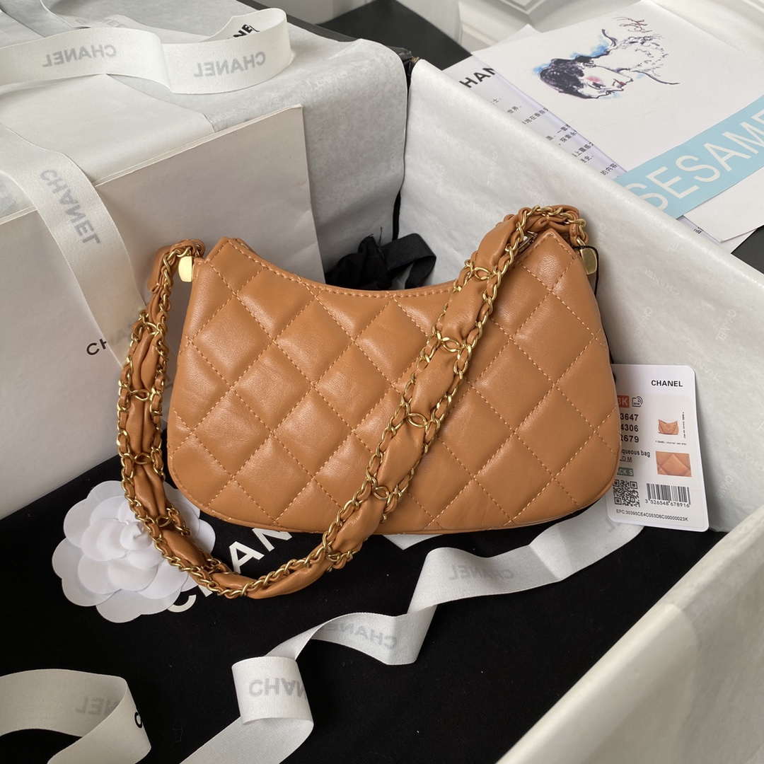 Chanel AP3647 23K Small Hobo Bag Lambskin Gold Metal Caramel | chanel ap3647 23k small hobo bag lambskin gold metal caramel 002