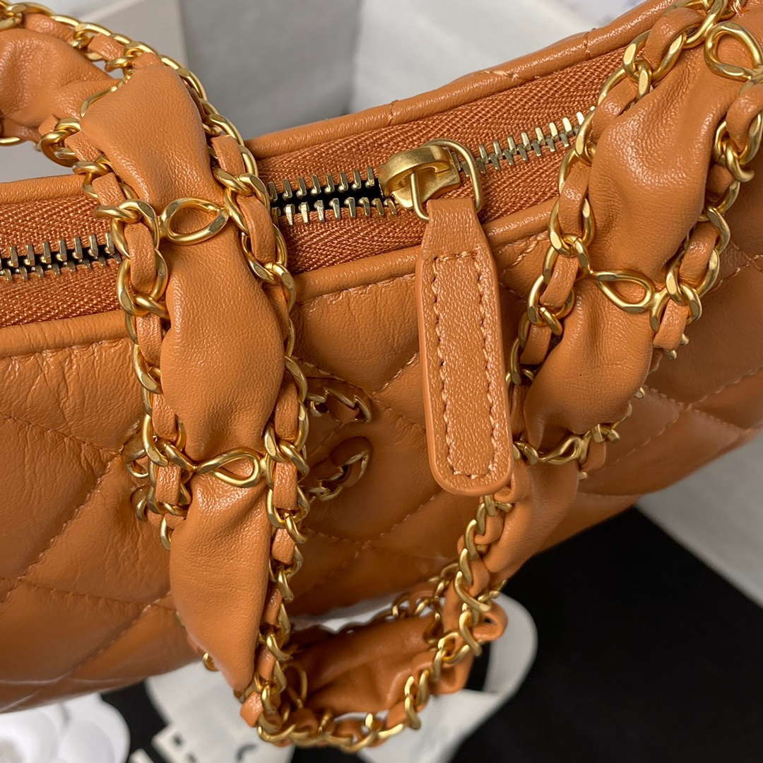 Chanel AP3647 23K Small Hobo Bag Lambskin Gold Metal Caramel | chanel ap3647 23k small hobo bag lambskin gold metal caramel 004