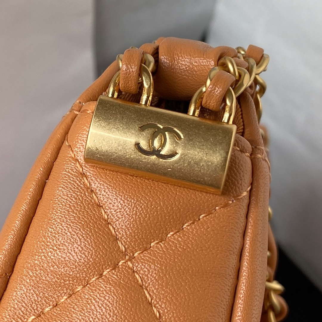Chanel AP3647 23K Small Hobo Bag Lambskin Gold Metal Caramel | chanel ap3647 23k small hobo bag lambskin gold metal caramel 005