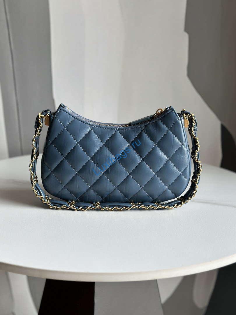 Chanel AP3647 23K Small Hobo Bag Lambskin Gold Metal Navy Blue | chanel ap3647 23k small hobo bag lambskin gold metal navy blue 002