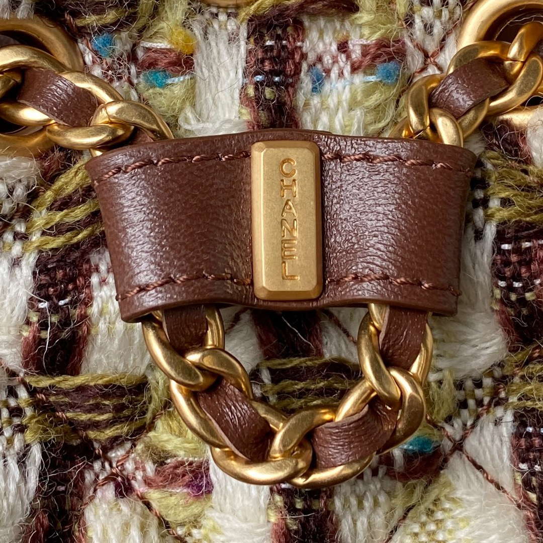 Chanel AS3947 Small Backpack Wool Tweed Lambski & Gold-Tone Metal Brown | chanel as3947 small backpack wool tweed lambski gold tone metal brown 004