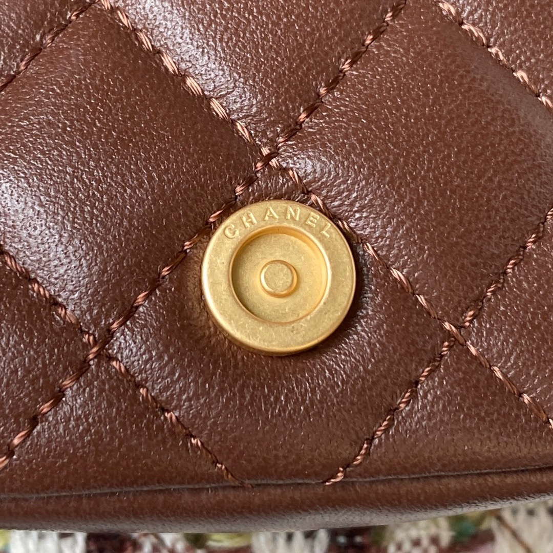 Chanel AS3947 Small Backpack Wool Tweed Lambski & Gold-Tone Metal Brown | chanel as3947 small backpack wool tweed lambski gold tone metal brown 009