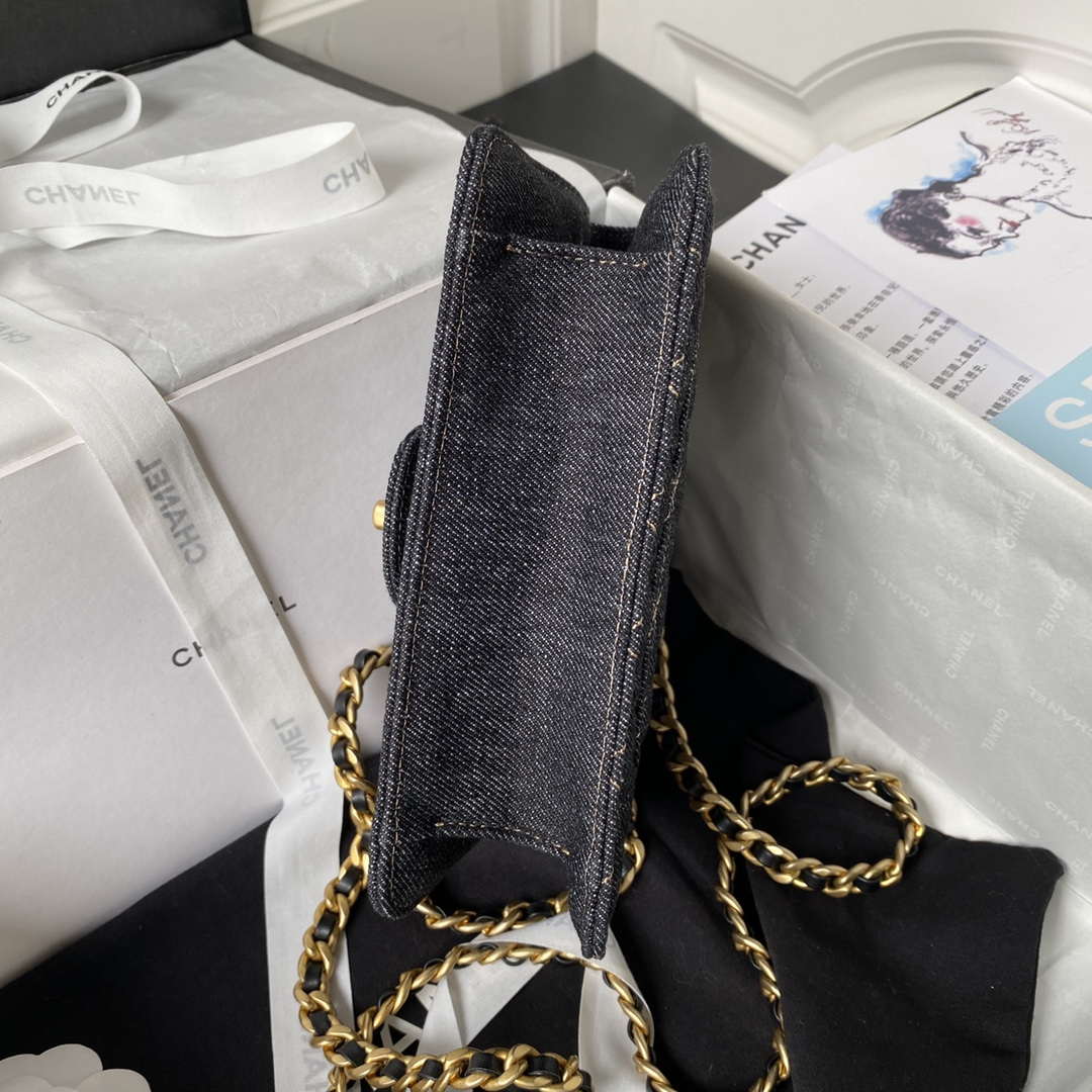 Chanel AS4051 Flap Bag Denim canvas Gold Metal Black | chanel as4051 flap bag denim gold metal black 006