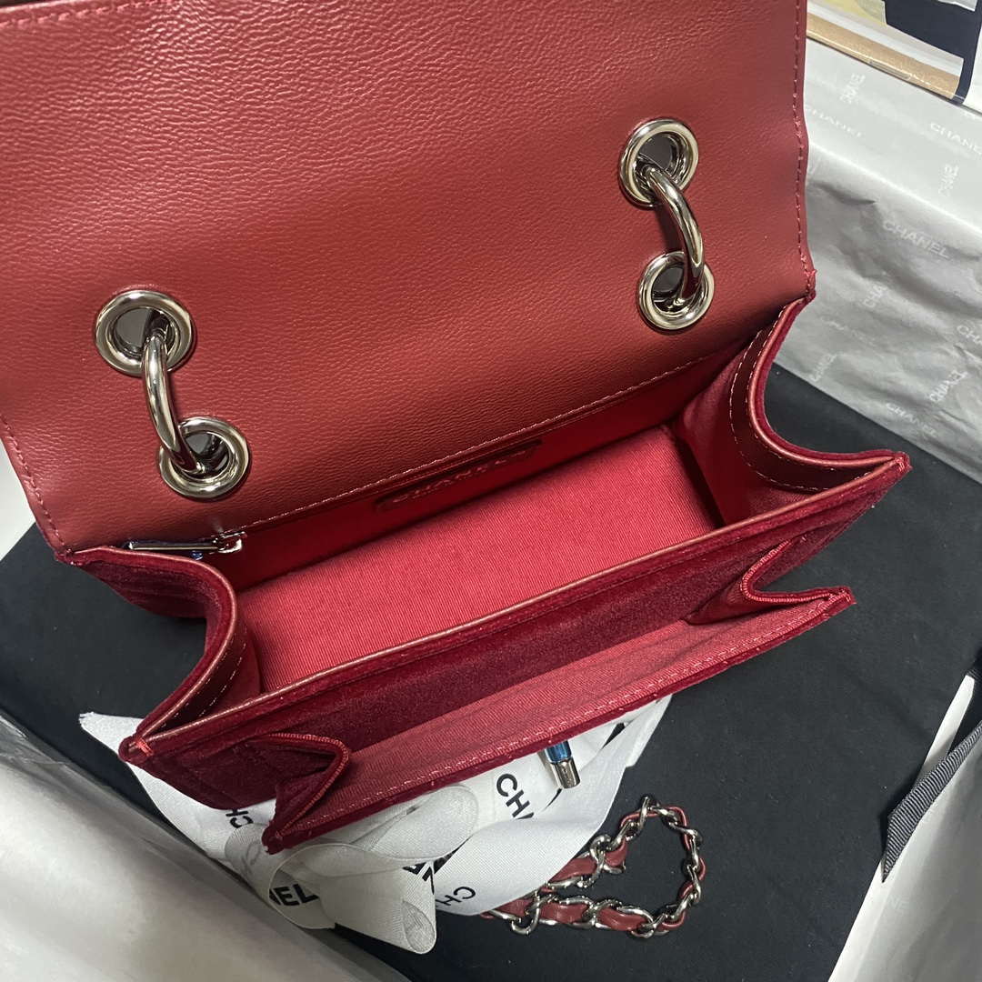 Chanel AS4051 Flap Bag Velvet Silver Metal Wine Red | chanel as4051 flap bag velvet silver metal wine red 007
