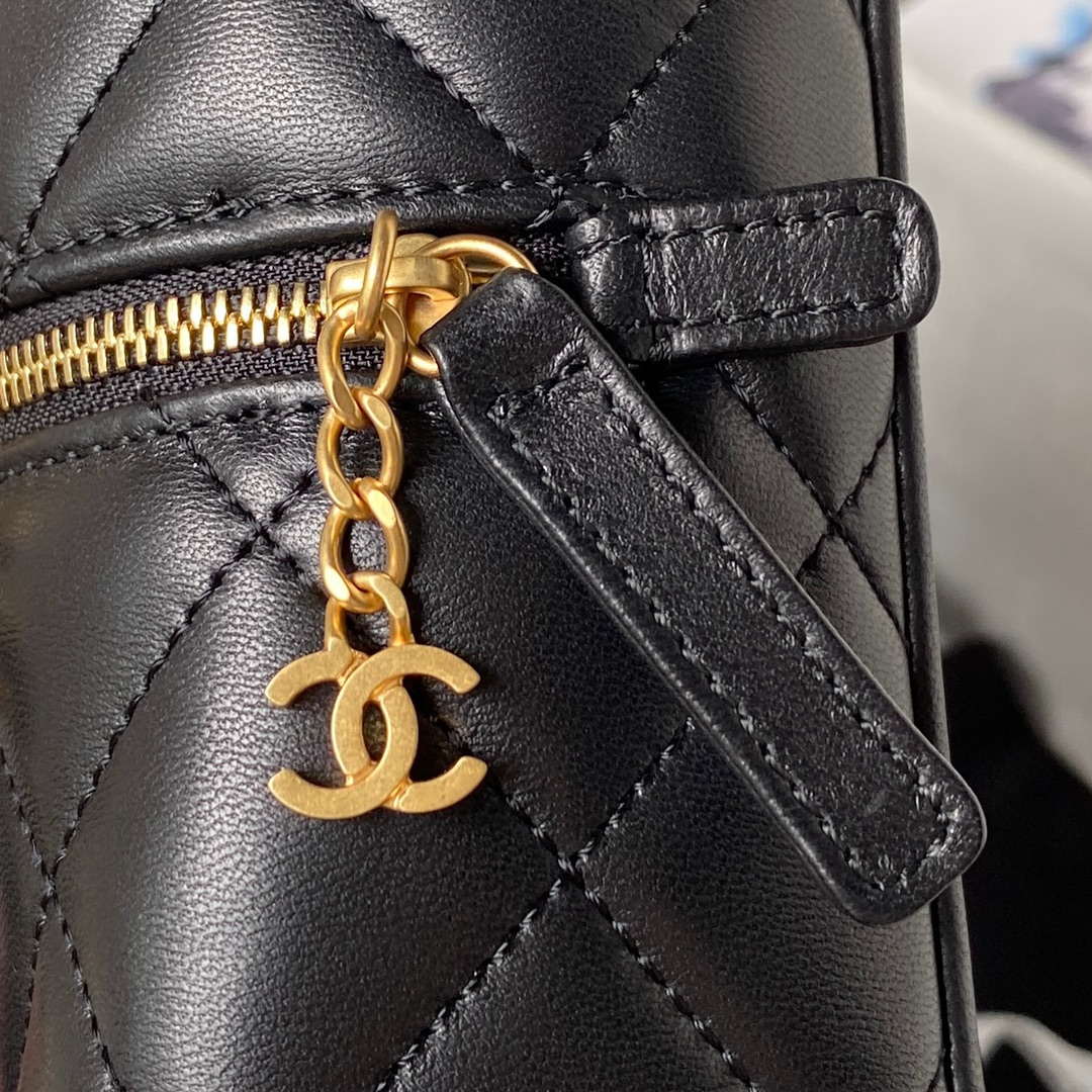 Chanel AS4201 Bag With Top Handle Calfskin Black | chanel as4201 bag with top handle lambskin black 05
