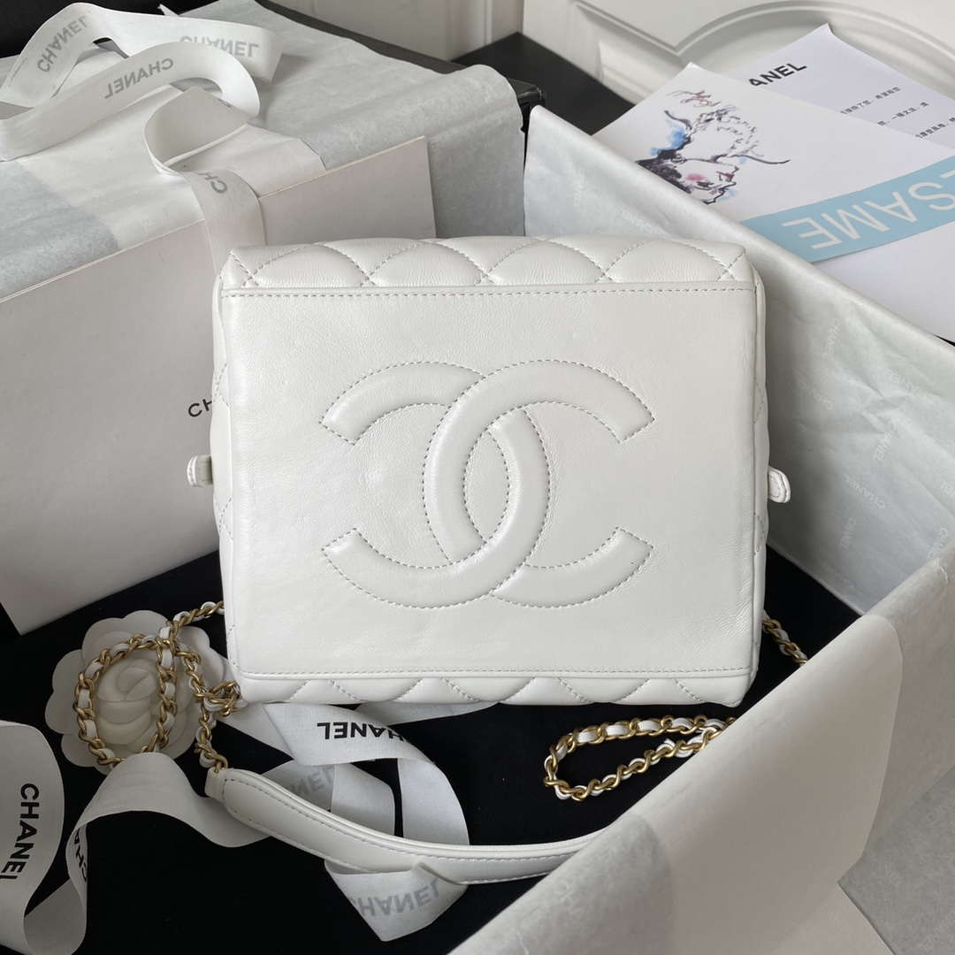 Chanel AS4201 Bag With Top Handle Calfskin White | chanel as4201 bag with top handle lambskin white 02