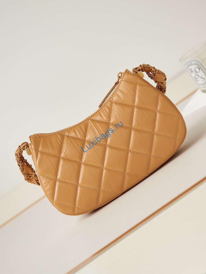 Chanel AS4422 23K Hobo Bag Lambskin Gold Metal Caramel | chanel as4422 23k hobo bag lambskin gold metal caramel 005
