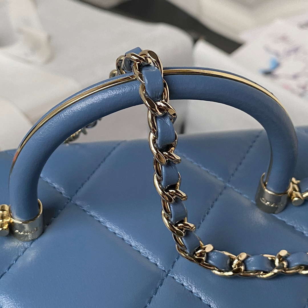 Chanel AS4469 Mini BOX Bag Shiny Calfskin & Gold-Tone Metal Blue | chanel as4469 mini box bag shiny calfskin gold tone metal blue 003