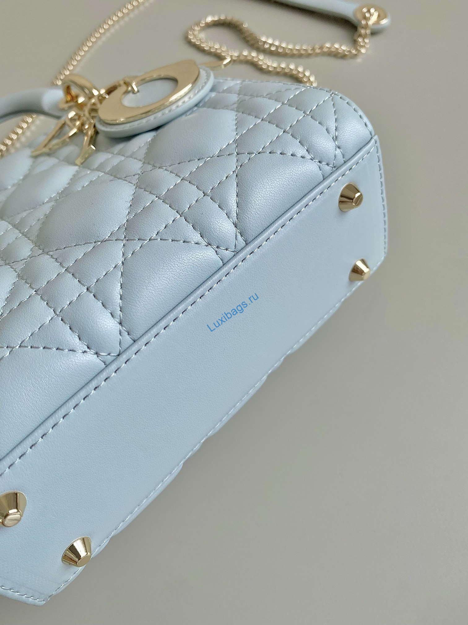 Dior M0505 Mini Dior Lady Bag Lake Blue Metallic Cannage Lambskin | dior m0505 mini dior lady bag lake blue metallic cannage lambskin 04