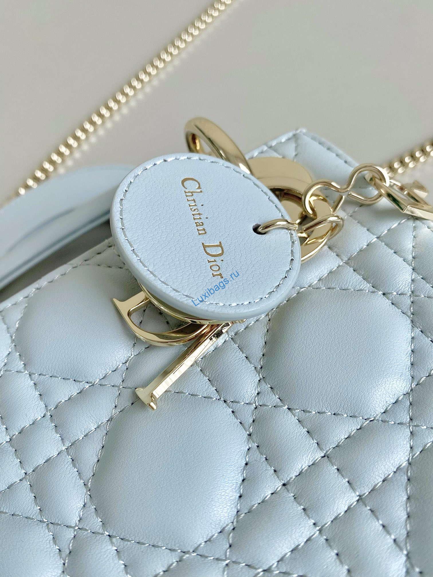 Dior M0505 Mini Dior Lady Bag Lake Blue Metallic Cannage Lambskin | dior m0505 mini dior lady bag lake blue metallic cannage lambskin 06