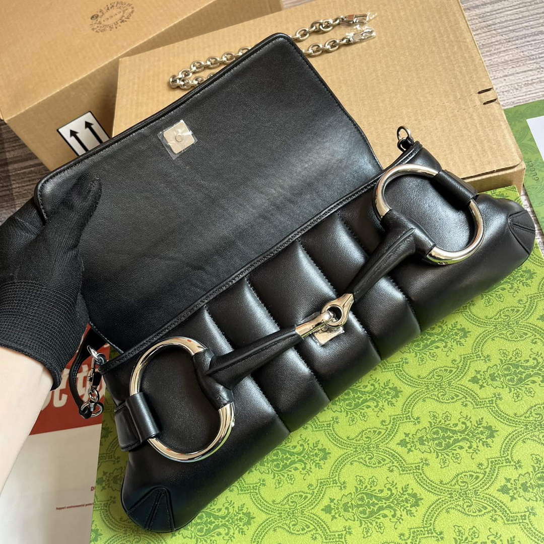 Gucci 764255 Gucci Horsebit Chain Medium Shoulder Bag Black | gucci 764255 gucci horsebit chain medium shoulder bag black 7