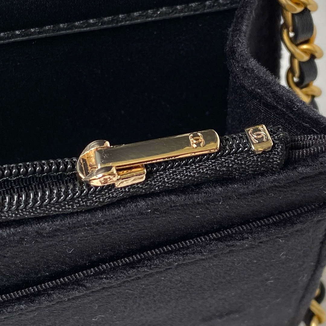 Chanel AP3363 Flap Baguette Bag Velvet Black | hanel ap3363 flap baguette bag velvet black 008