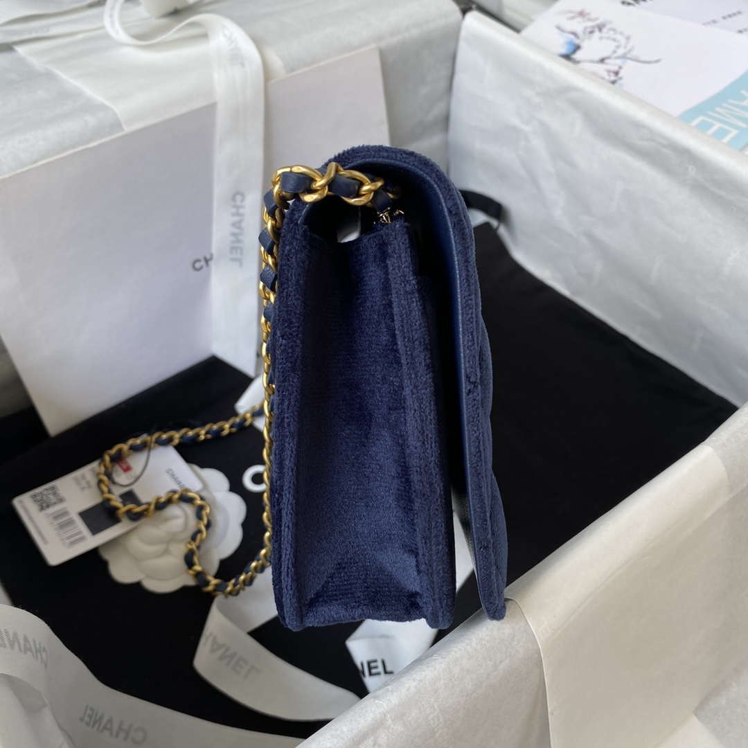 Chanel AP3363 Flap Baguette Bag Velvet Navy Blue | hanel ap3363 flap baguette bag velvet navy blue 005