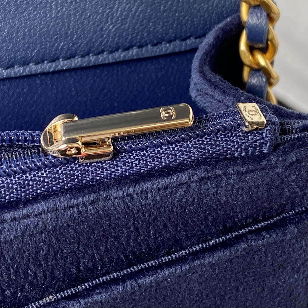 Chanel AP3363 Flap Baguette Bag Velvet Navy Blue | hanel ap3363 flap baguette bag velvet navy blue 009