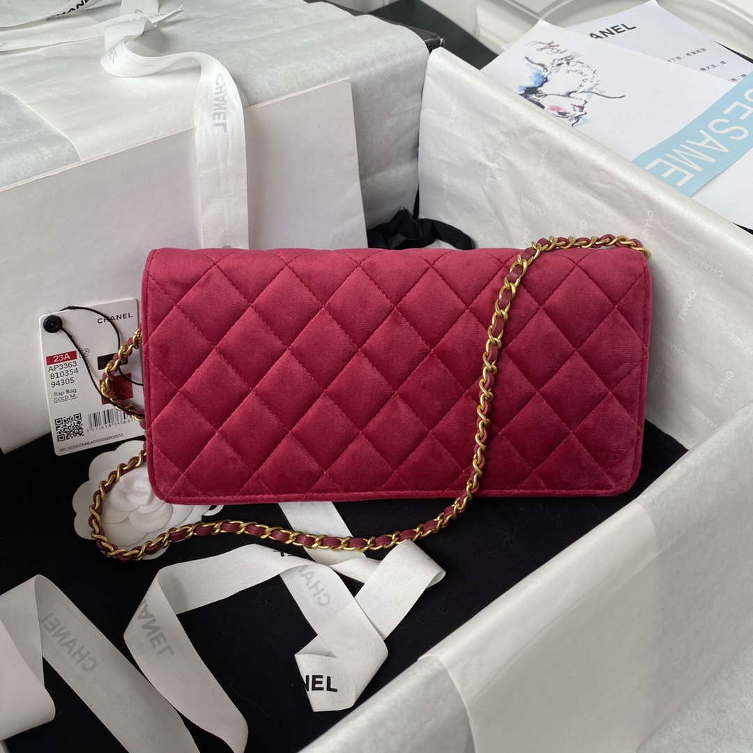 Chanel AP3363 Flap Baguette Bag Velvet Wine Red | hanel ap3363 flap baguette bag velvet wine red 002