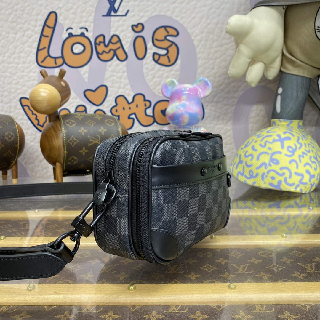 LV M82542 Louis Vuitton Nano Alpha Bag Black grid | lv m82542 louis vuitton nano alpha bag black grid 3