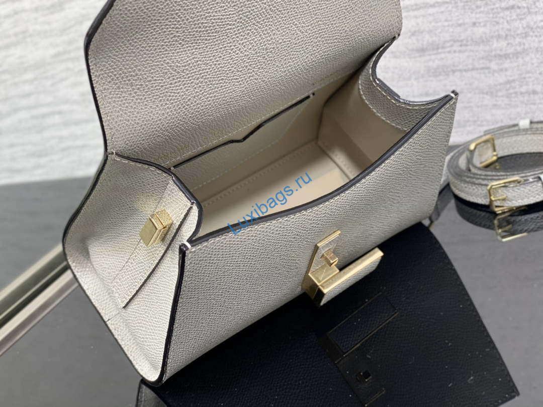 Valextra WBES0036028 Iside Top Handle Mini Bag Light Gray | valextra wbes0036028 iside top handle mini bag light gray 007