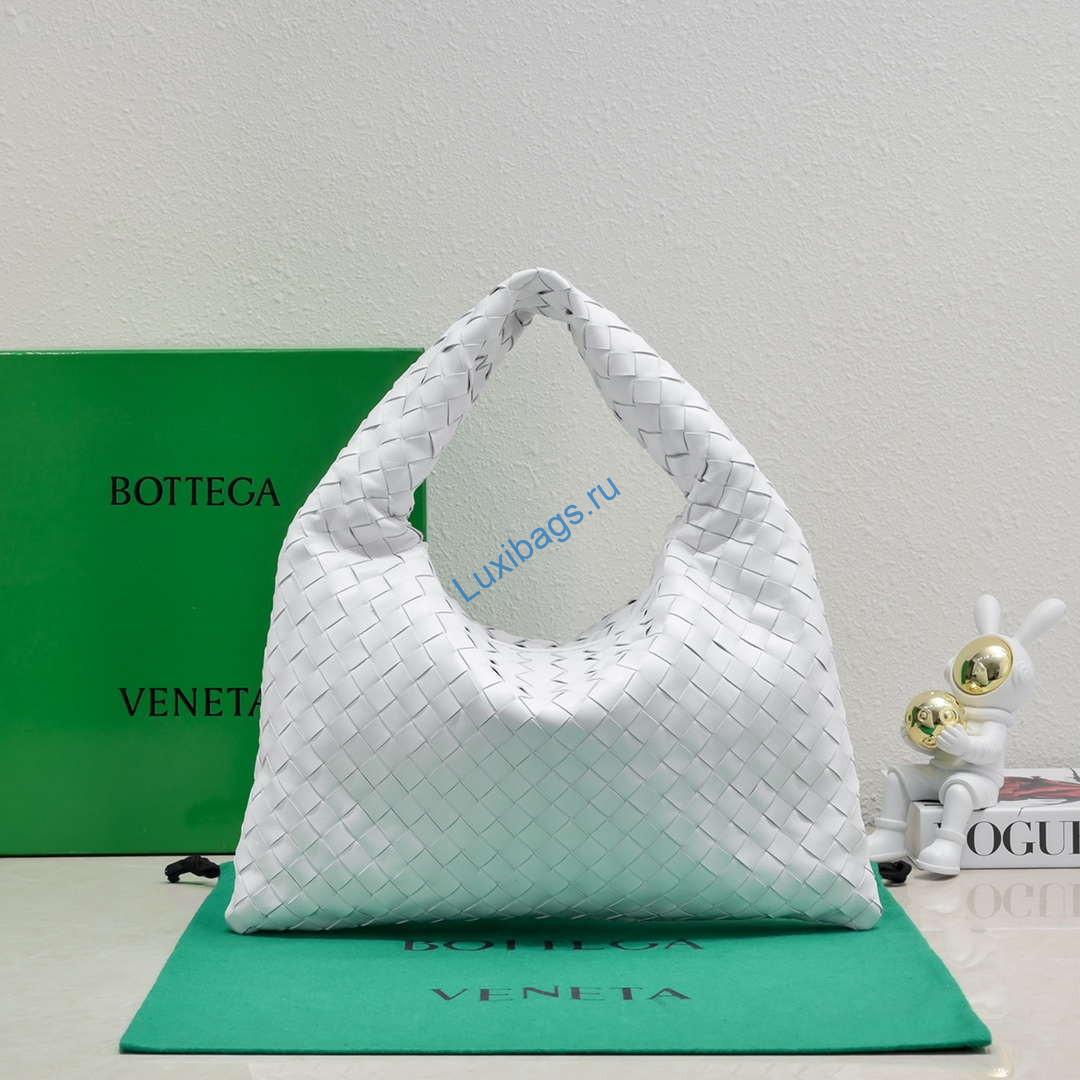 Bottega Veneta BV 763966 Small Hop oyster Bag White | bottega veneta bv 763966 small hop oyster bag white 008