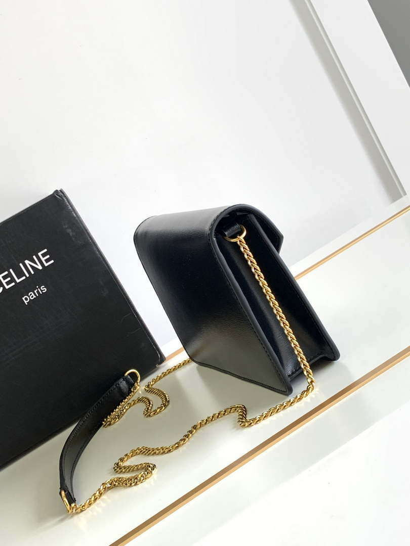 Celine 10J733 CUIR TRIOMPHE Calfskin leather WOC Black | celine 10j733 cuir triomphe calfskin leather woc black 002