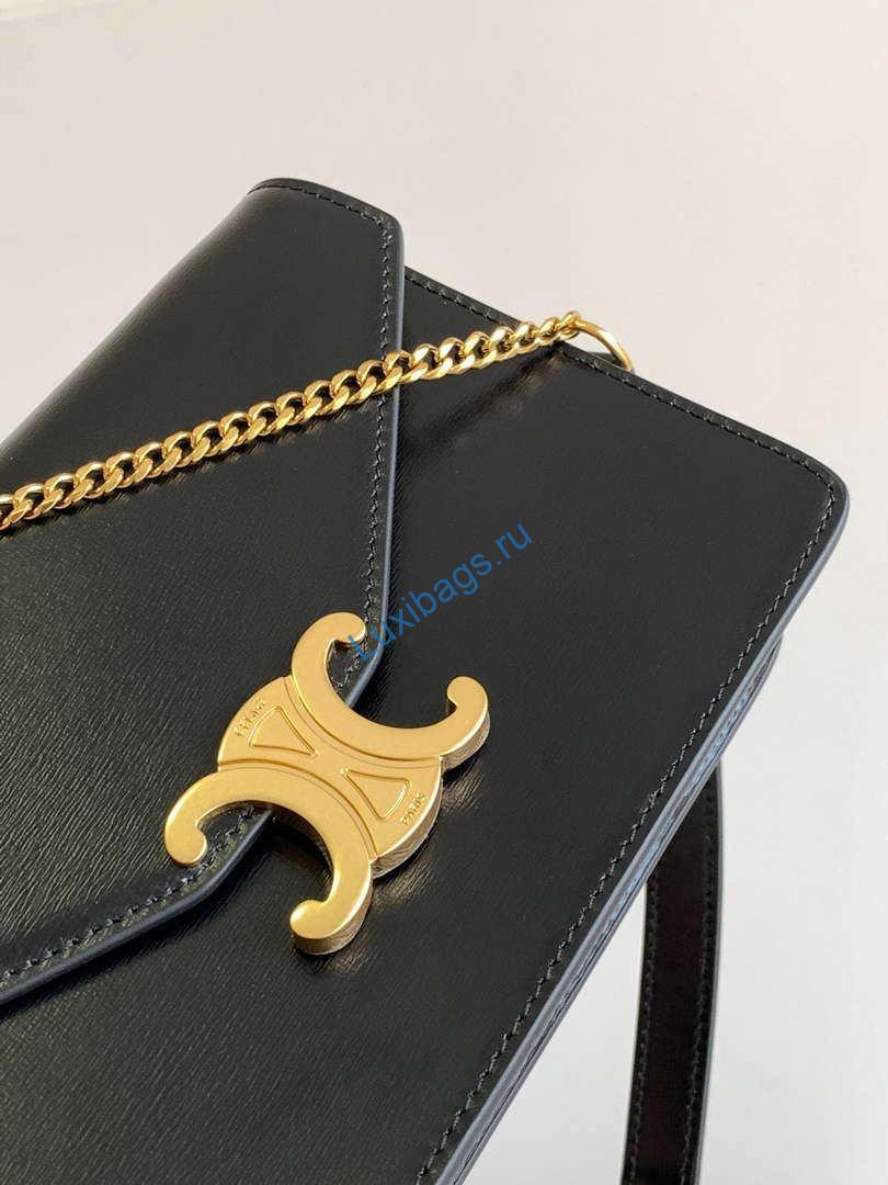 Celine 10J733 CUIR TRIOMPHE Calfskin leather WOC Black | celine 10j733 cuir triomphe calfskin leather woc black 006