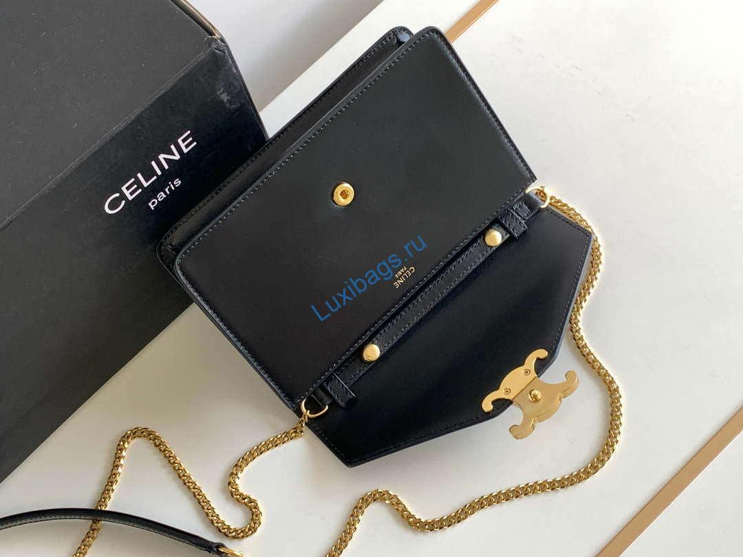 Celine 10J733 CUIR TRIOMPHE Calfskin leather WOC Black | celine 10j733 cuir triomphe calfskin leather woc black 007