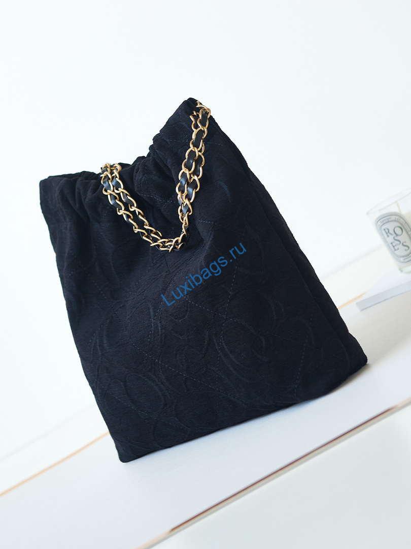 Chanel 22 AS3260 Small Handbag Velvet Black Gold | chanel 22 as3260 small handbag velvet black gold 006