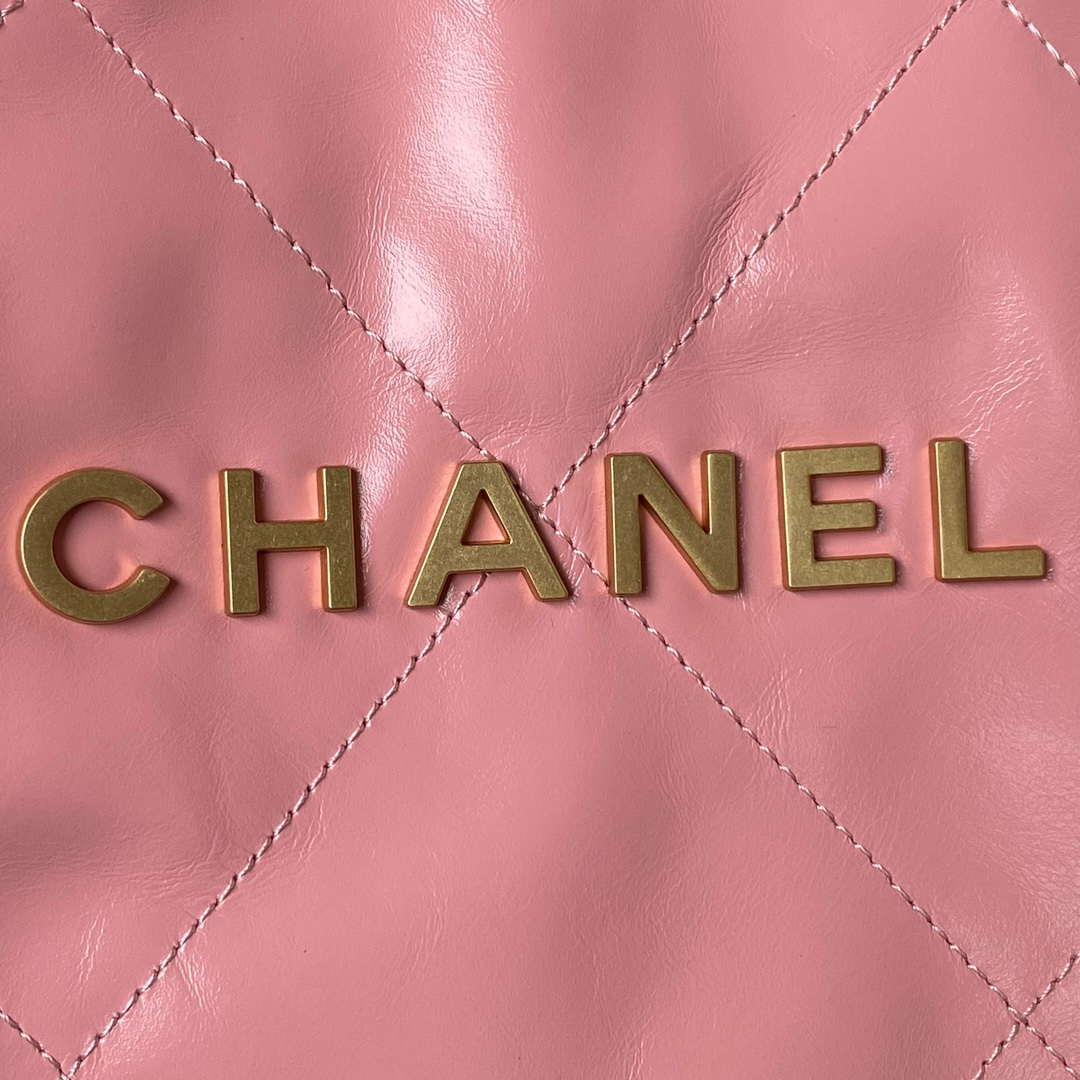 Chanel 22 Bag AS4486 Handbag Shiny Calfskin Pink With Gold | chanel 22 bag as4486 small handbag shiny calfskin pink with gold 003