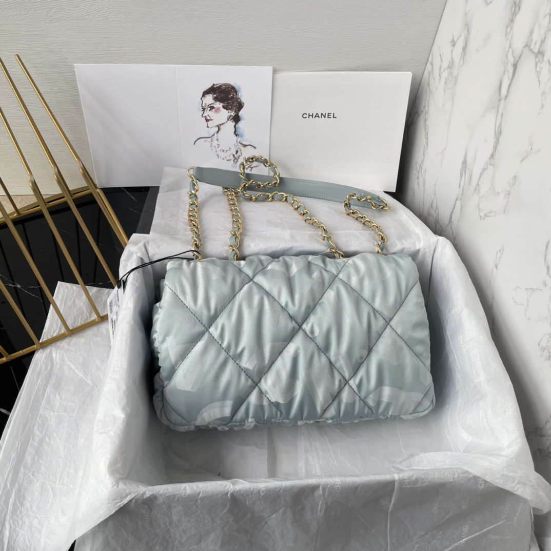 Chanel AS1118 Flap bag Satin fabric Light blue | chanel as1118 flap bag satin fabric light blue 003