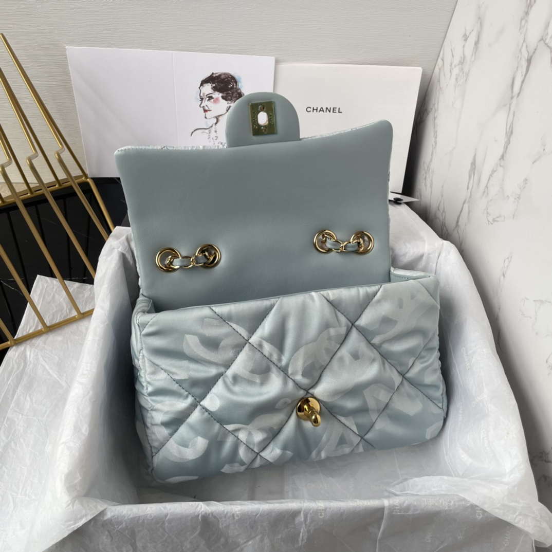 Chanel AS1118 Flap bag Satin fabric Light blue | chanel as1118 flap bag satin fabric light blue 006
