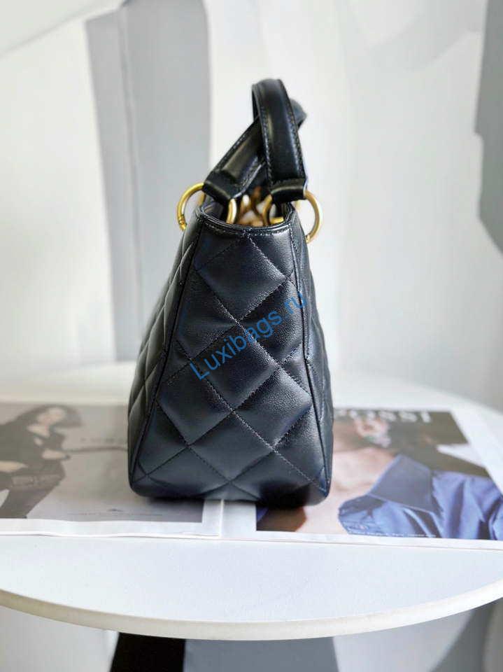 Chanel AS2120 small Shopping Bag Lambskin Black | chanel as2120 small shopping bag lambskin black 003