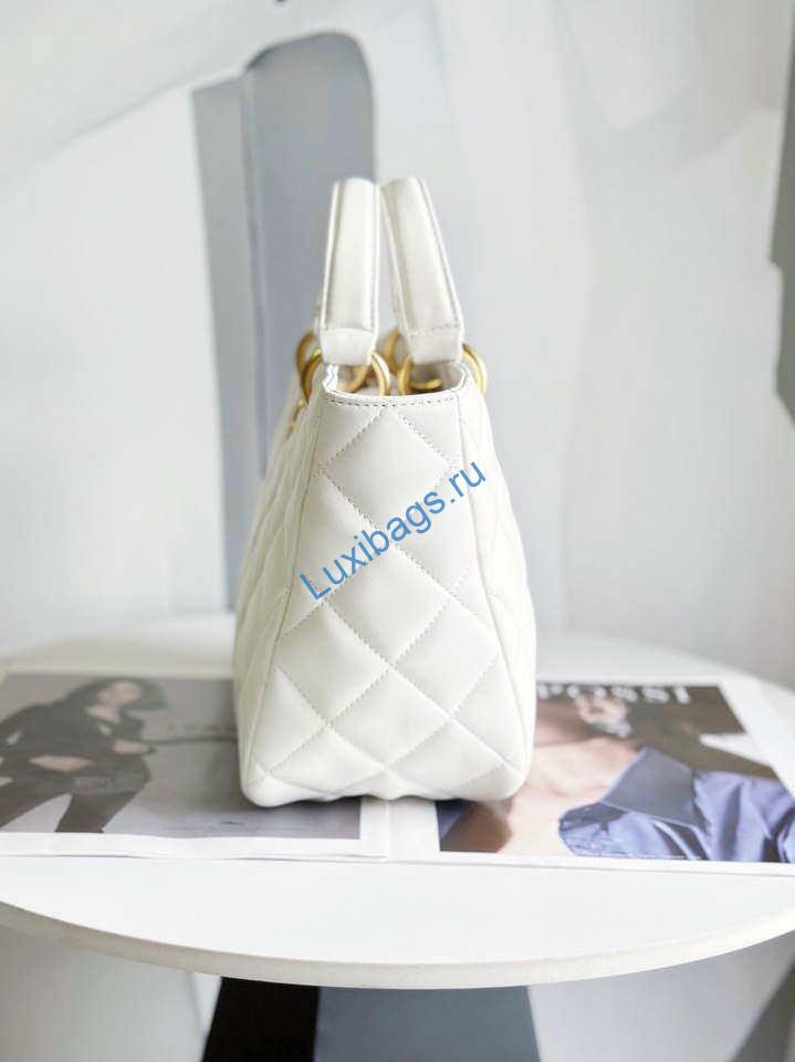 Chanel AS2120 small Shopping Bag Lambskin White | chanel as2120 small shopping bag lambskin white 003