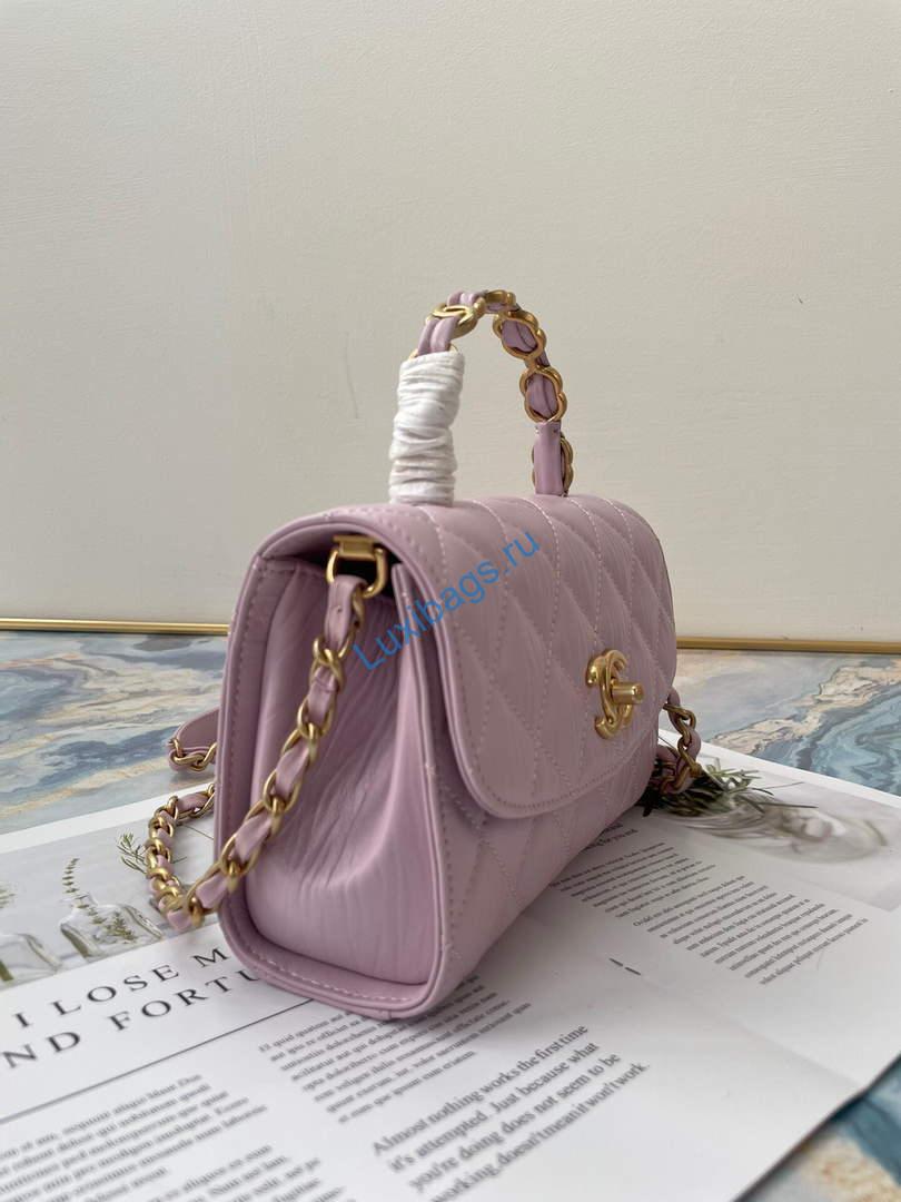 Chanel AS2477 Mini Flap CC Wrapped Bag with Top Handle Pink | chanel as2477 mini flap cc wrapped bag with top handle 02