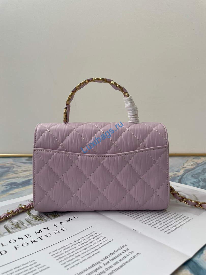 Chanel AS2477 Mini Flap CC Wrapped Bag with Top Handle Pink | chanel as2477 mini flap cc wrapped bag with top handle 03