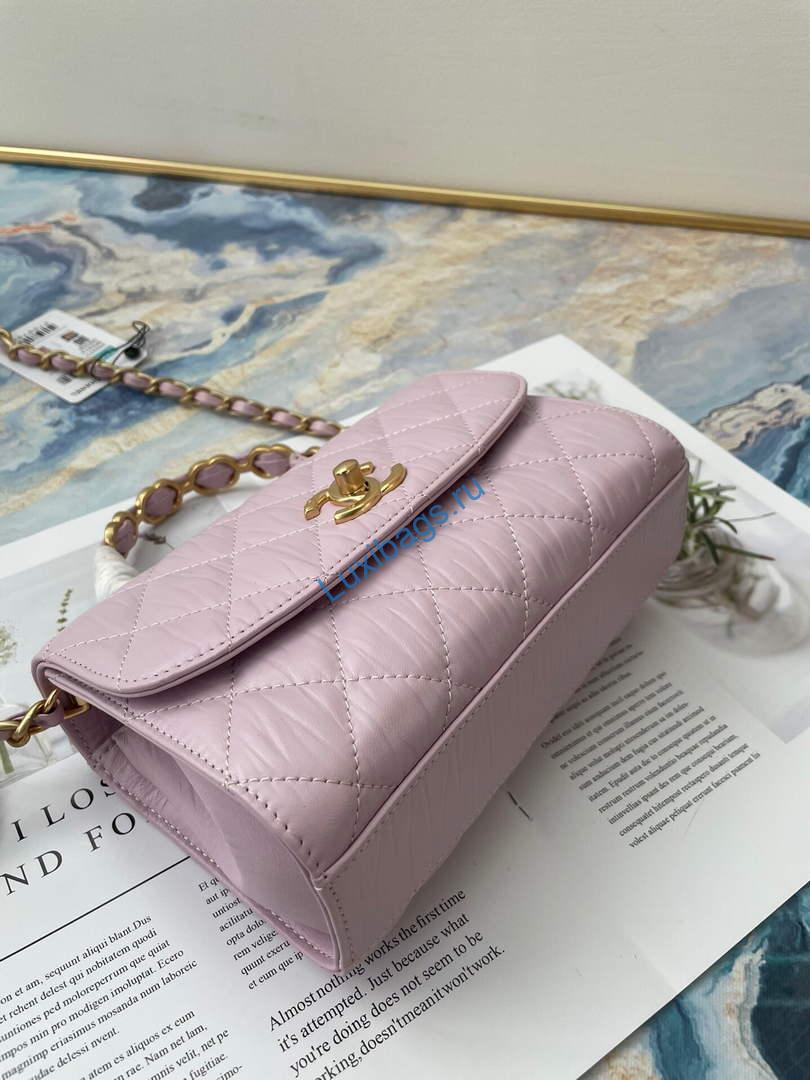 Chanel AS2477 Mini Flap CC Wrapped Bag with Top Handle Pink | chanel as2477 mini flap cc wrapped bag with top handle 05